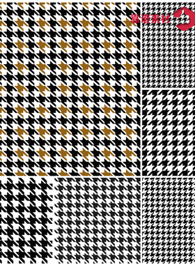 黑白抽象简约几何马赛克格子四方连续印花图案AI矢量设计素材