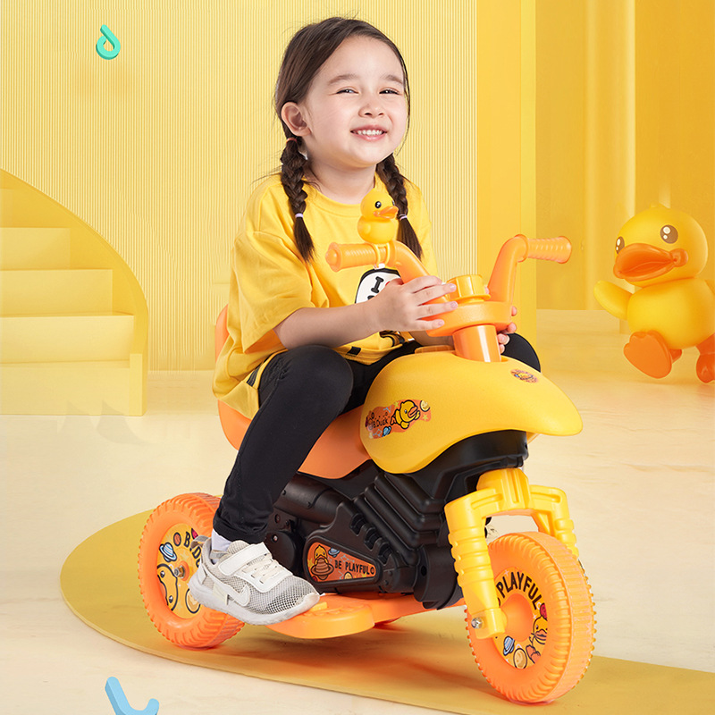 乐的儿童小黄鸭电动摩托车1-6 男女宝宝可坐三轮车2020新款充电车