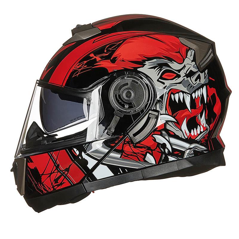 GXT头盔男摩托车头盔全覆式个性酷机车双镜片揭面盔全盔DOT