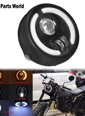 通用摩托车配件改装LED前大灯哈雷复古6寸大灯带转向功能车头灯