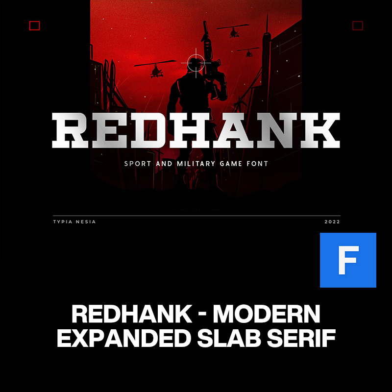 Redhank现代粗犷军事赛车运动游戏电竞音乐品牌logo衬线英文字体