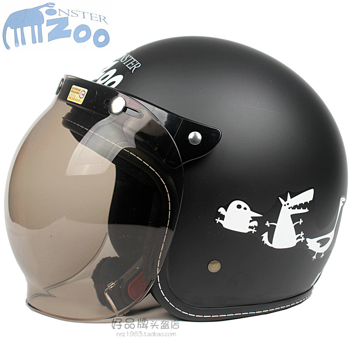 台湾EVO动物园磨砂黑哈雷电动摩托车复古头盔男女保暖安全帽冬季