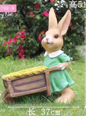 户外卡通动物兔子雕塑幼儿x园林庭院创意别墅花缸花Z盆造景装