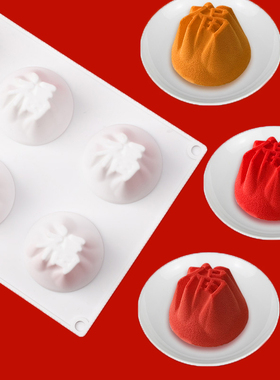 春节6连福字硅胶蛋糕模具diy新年灯笼红包西点巧克力慕斯烘焙工具
