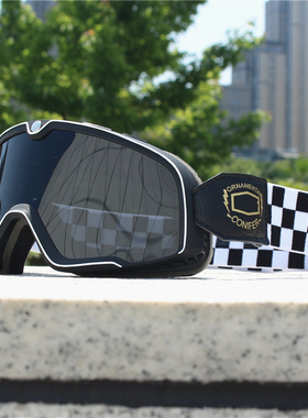 复古哈雷风镜摩托车护目镜防风透明电动机车半盔全盔通用近视眼镜