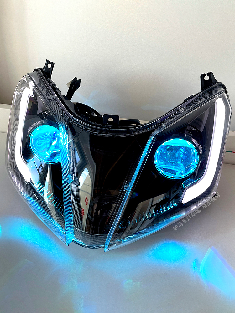 适用铃木UY125 led大灯总成改装摩托车双光透镜升级天使眼恶魔眼