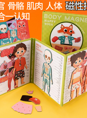人体结构模型儿童认识人体器官骨骼内脏拼图玩具磁性可拆卸仿真书