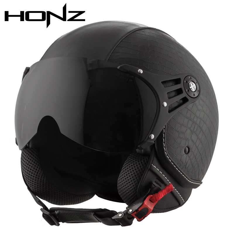 新款HONZ摩托车个性头盔复古电动车男四季盔女半覆式机车安全帽半