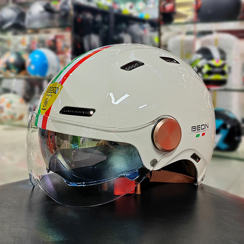国标3C认证BEON电动车摩托车头盔四分之三半盔复古四季安全帽防晒