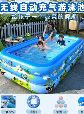 梦多福游泳池成人家用充气泳池PVC游泳池儿童宝宝洗澡2.6m三层动