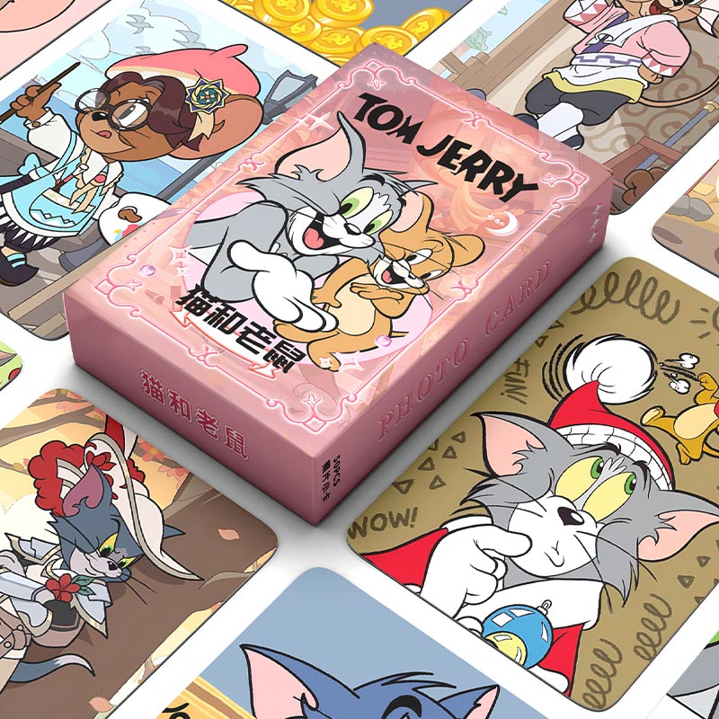 猫和老鼠卡片50张镭射小卡圆角动漫杰瑞汤姆周边卡牌ins生日礼物