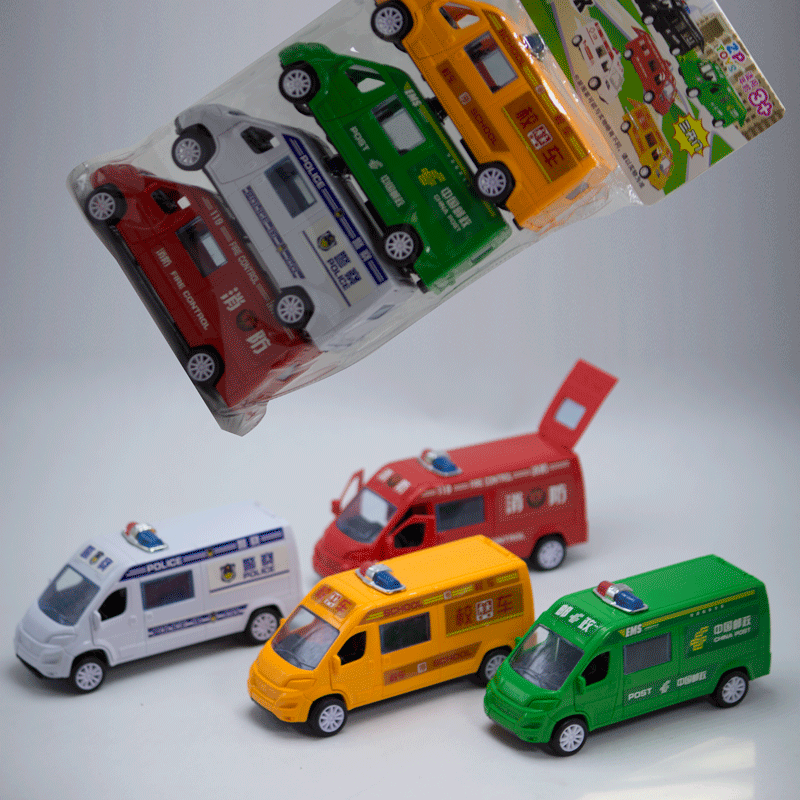 三开门惯性救护车玩具仿真邮政车消防车中型面包车男孩小汽车玩具