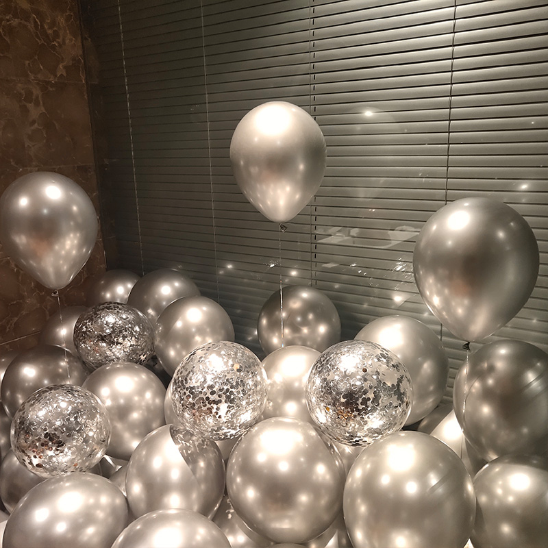银色金属色周岁生日气球装饰场景布置派对用品男生汽球开业氛围感