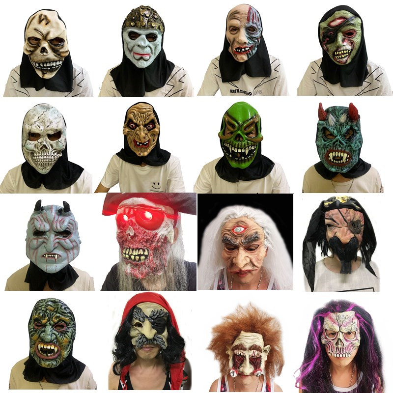 黑布面具头套恐怖鬼脸怪物万圣表演假面派对演出吓人整人搞怪道具