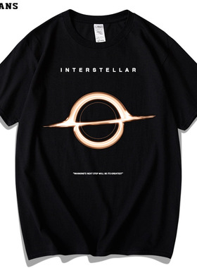 红韩interstellar星际穿越重磅纯棉短袖太空科幻电影黑洞上衣T恤