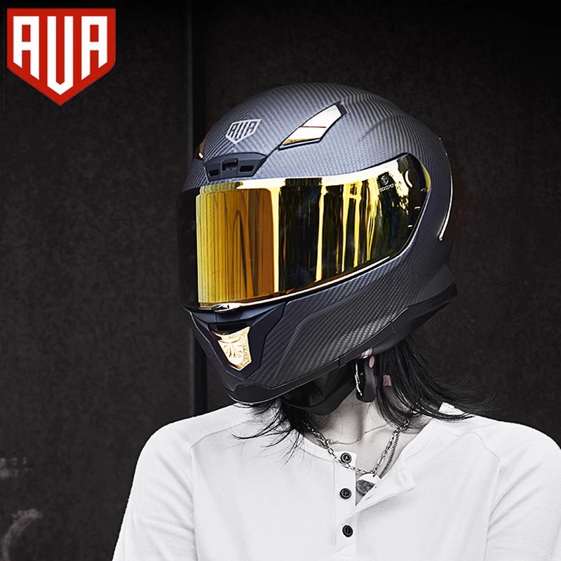 AVA摩托车头盔闪电碳纤维机车全盔男女四季赛车街盔跑盔大尾翼