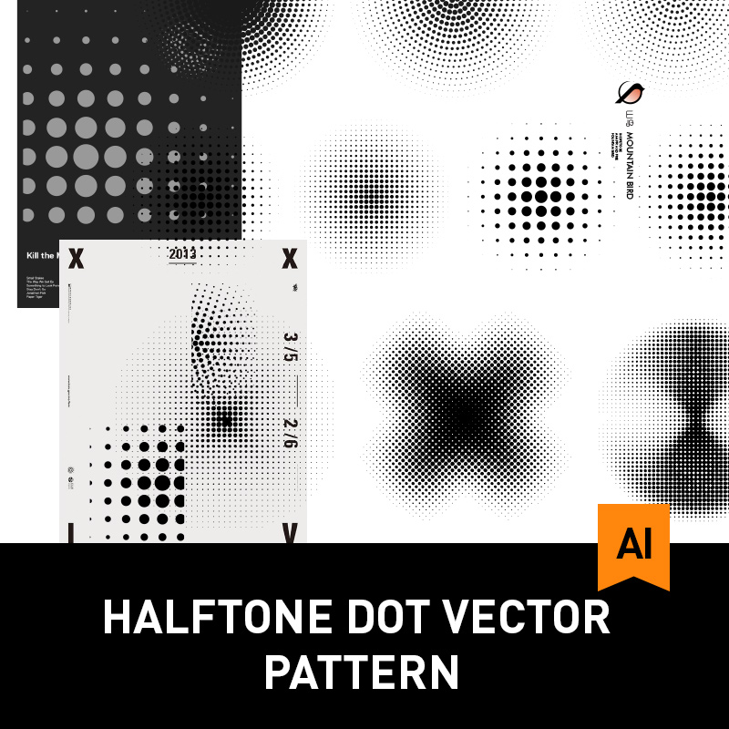 30款黑白抽象半色调圆点波点图案渐变纹理海报矢量素材图SLD003