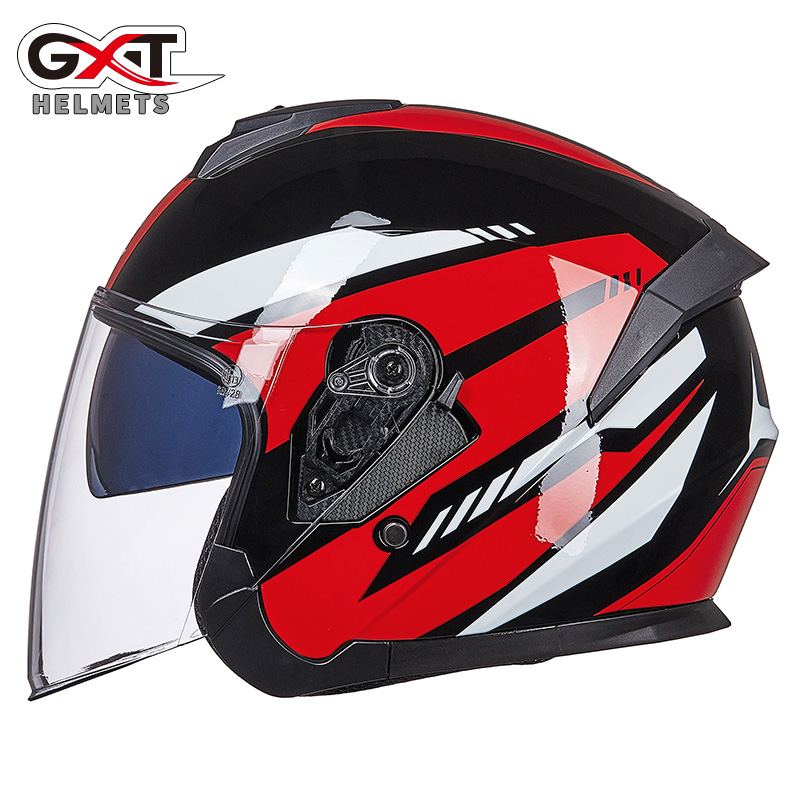 GXT电动摩托车头盔3C男女灰盔安全帽夏成人蓝牙双镜片个性半盔