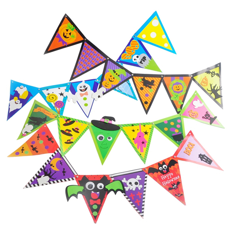 万圣节手工diy三角形挂旗儿童创意布置环创晚会装饰幼儿园材料包