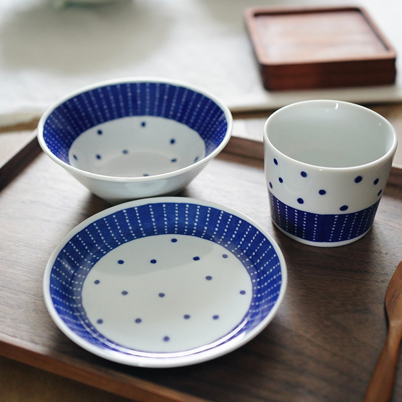 早上好商店|日本进口美浓烧靛蓝雨滴釉下彩陶瓷餐具小钵一人食