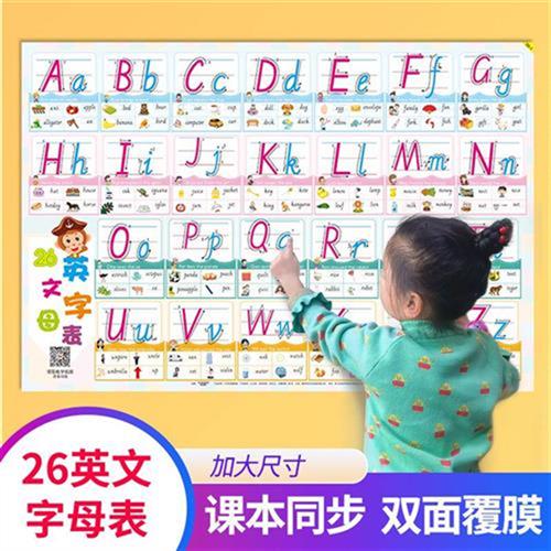 英语音标26个英文字母表墙贴挂图大写英文字母汉语拼音墙贴纸贴墙