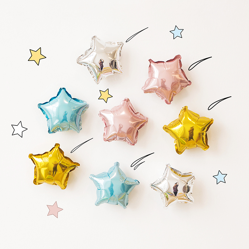 五角星铝膜气球星星宝宝生日场景布置六一儿童节幼儿园装饰背景墙