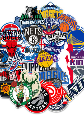 31张NBA队标队徽篮球运动涂鸦贴纸汽车行李箱手机后壳水杯笔记本电脑装饰贴画大尺寸