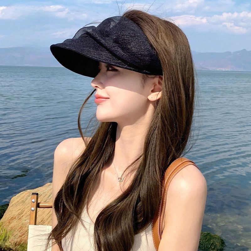 防晒帽子女夏季空顶透气防紫外线太阳帽2024新款遮阳帽发箍帽户外
