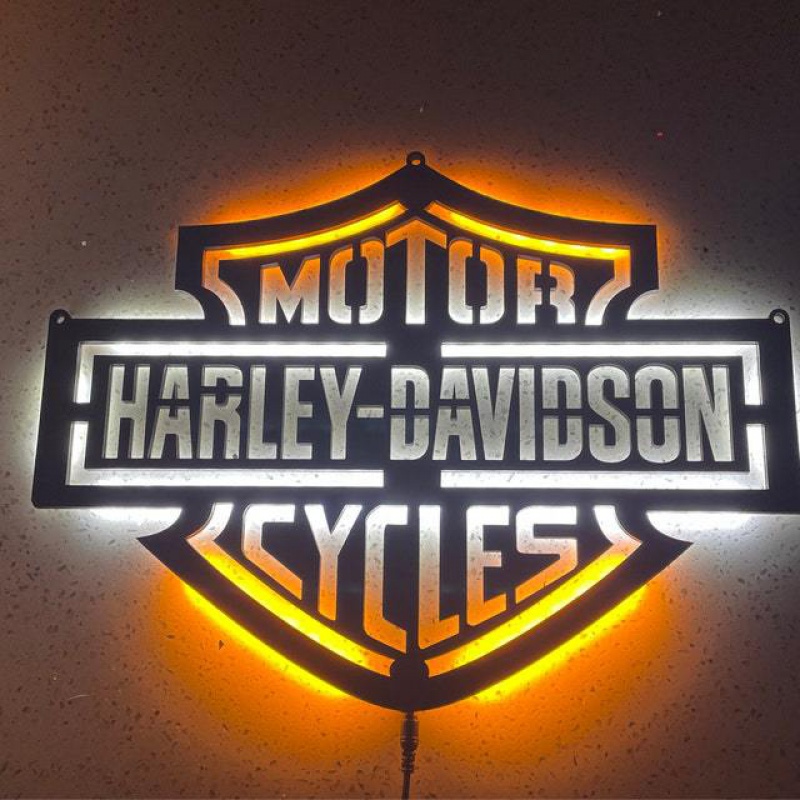 跨境电商harley davidson壁饰夜灯装饰led灯哈雷·戴维森标志2色