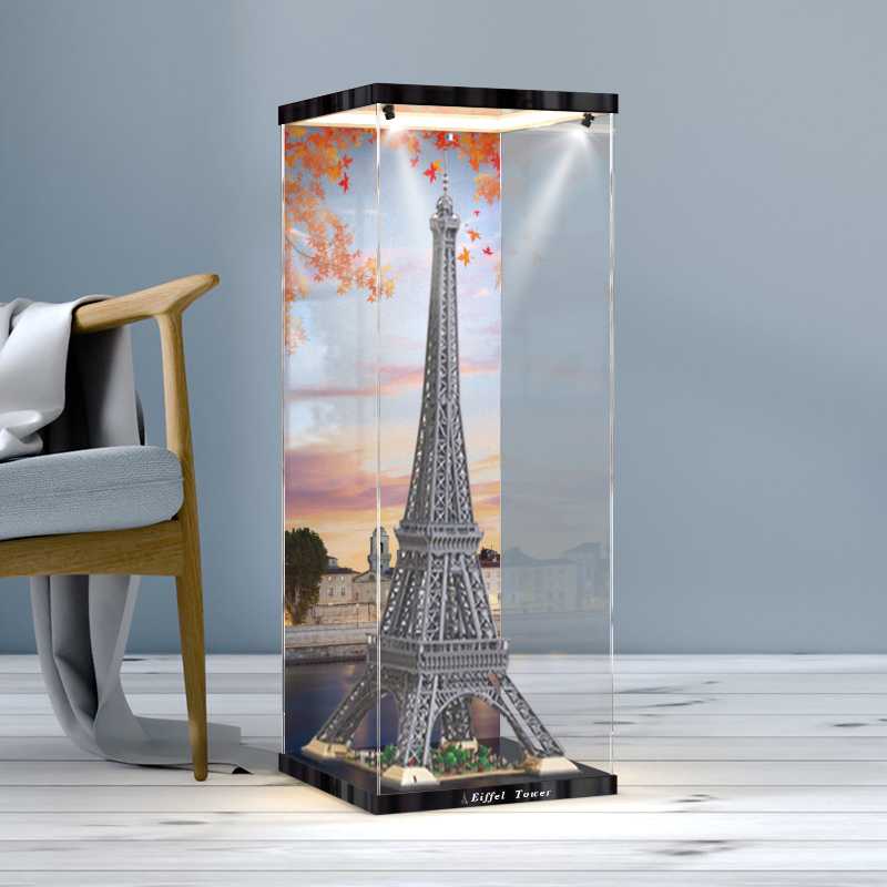 亚克力展示盒适用乐高10307埃菲尔铁塔法国巴黎积木收纳防尘罩盒
