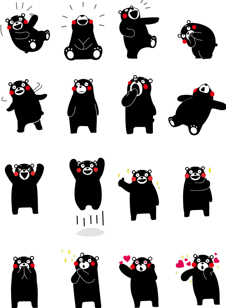 日本熊本熊可爱卡通形象服装印花烫画手机壳AI矢量设计素材免抠图