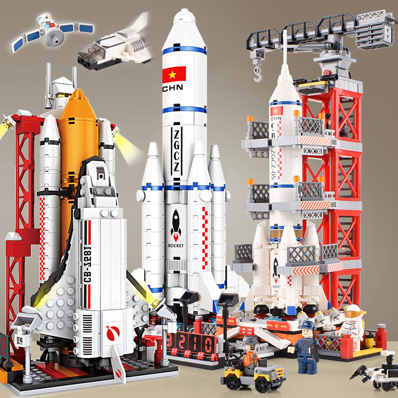 中国航天系列积木火箭男生航空模型拼装10儿童6-8岁7男孩智力玩具