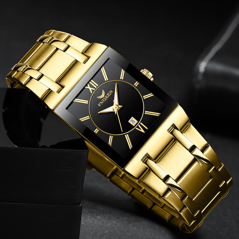新款男士方形石英表名牌高级超薄手表防水夜光电子表国产十大品牌