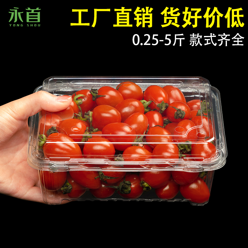 一次性水果盒透明塑料一斤装包装盒带盖500克水果店草莓打包盒
