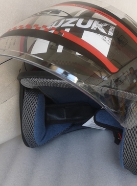 适用轻骑铃木摩托车头盔玻璃助力车男女电动车安全帽大半盔镜片