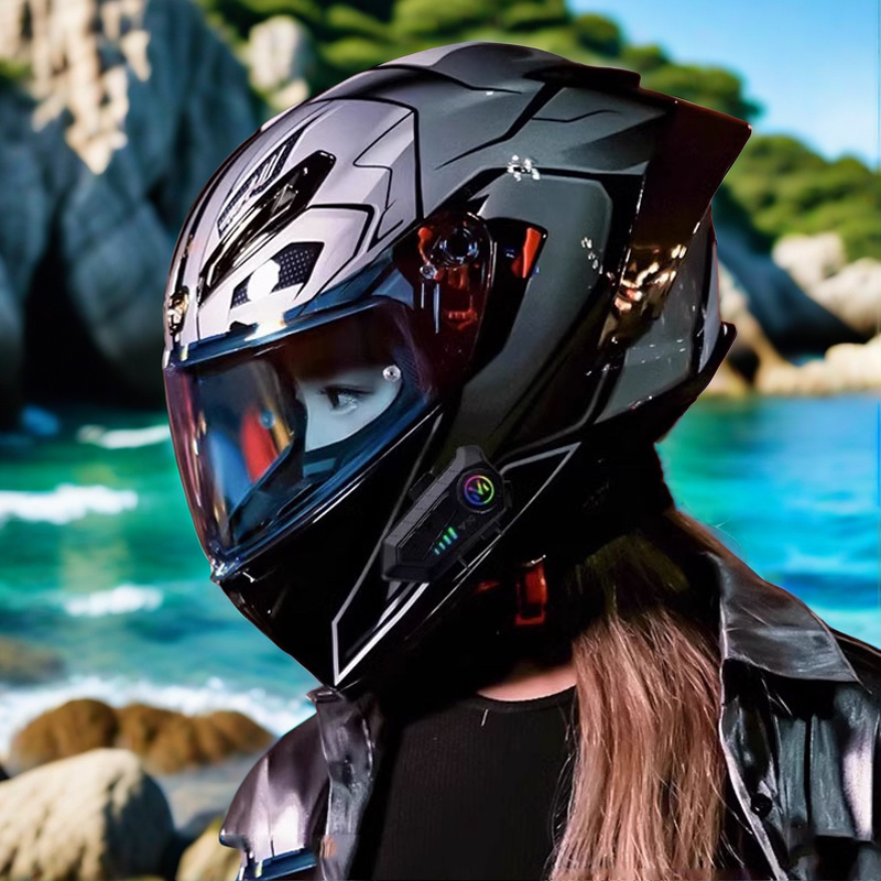 摩托车头盔男女蓝牙巡航机车全盔3C认证覆式四季通用复古个性仿赛