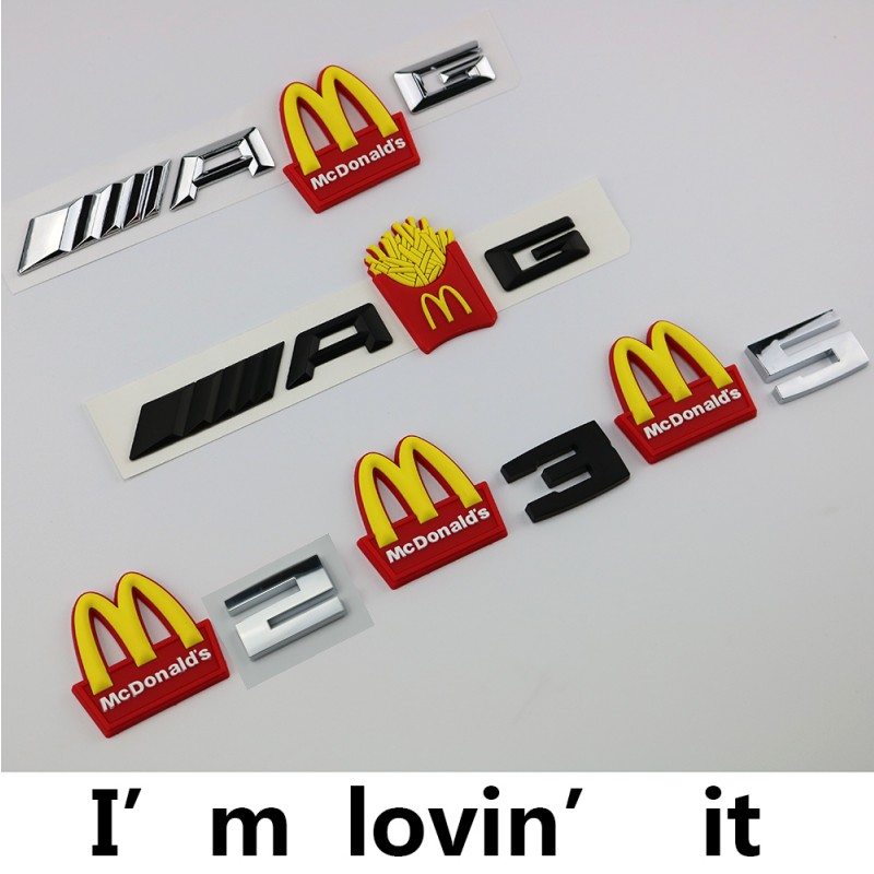 麦当劳M后尾标志适用奔驰AMG宝马M标改装金拱门车标薯条车贴装饰