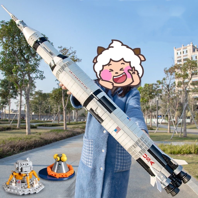 阿波罗土星五号火箭中国航天飞机模型男孩子益智积木拼装玩具礼物