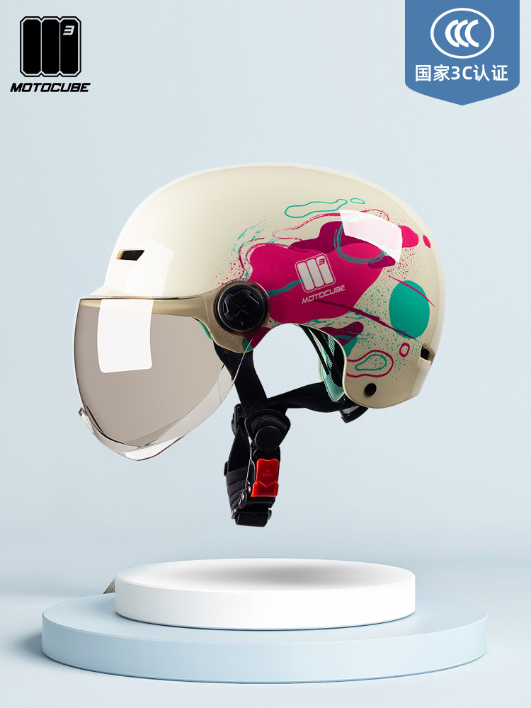 3C认证国标野马摩托立方头盔男女夏季防晒电动车半盔电瓶安全帽