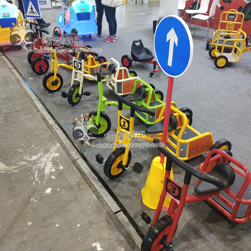 幼儿园多人三轮车转转车双人脚踏车手推车儿童消防车户外玩具车子