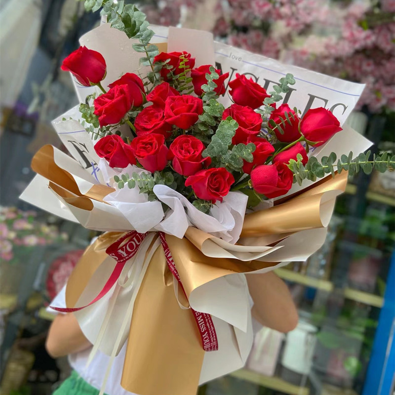 同城配送鲜花速递送女友生日19玫瑰花束河南郑州市中原二七管城区