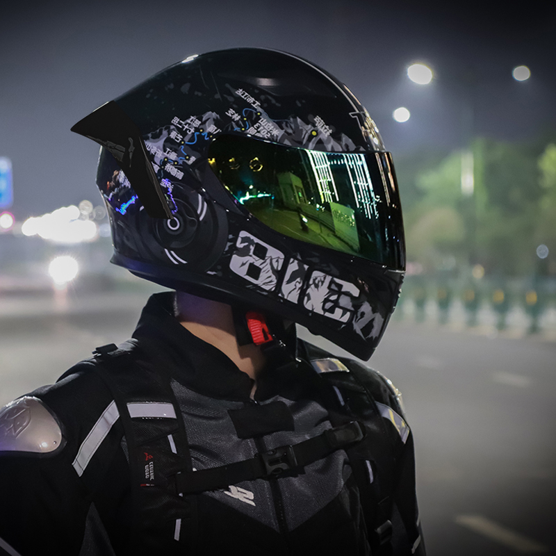 艾狮摩托车头盔男女士电动车机车骑行全盔安全帽夏季头灰3C认证