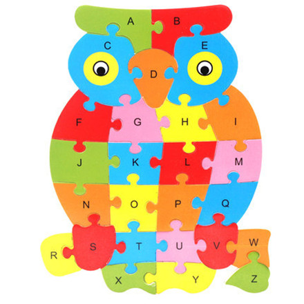 热卖10款26个英语字母动物拼图卡通儿童英文认知启蒙拼板木制玩具