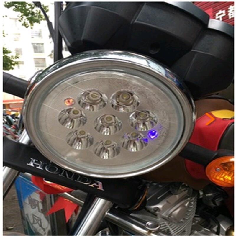 正品太子款改装摩托125电动三轮车通用圆形LED前大灯超亮远近光