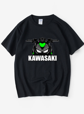 Kawasaki川崎忍者H2机车摩托车T恤短袖简约衣服男女圆领大码宽松