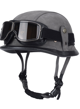 新款YSDL德式盔巡航复古半盔男女踏板男摩托车头盔机车瓢盔大兵盔