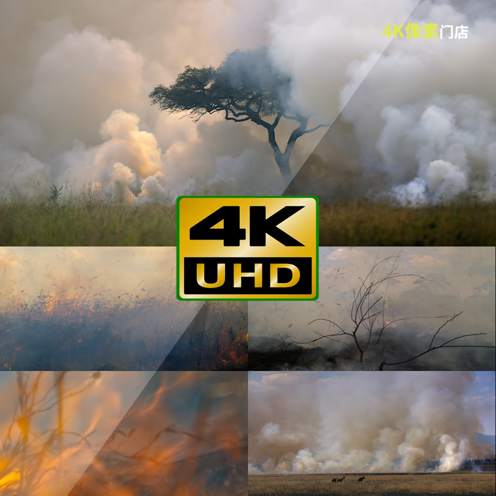 510-4K视频素材-风暴沙尘暴龙卷风极端气候沙漠平火灾着火