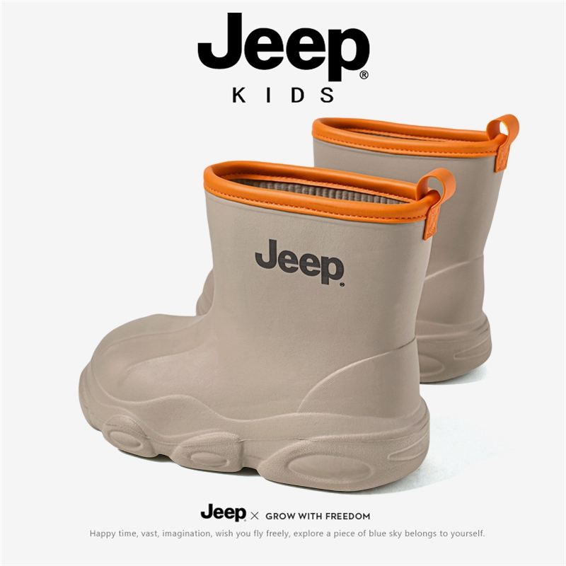 jeep儿童雨鞋男童宝宝防滑上学雨靴中筒男孩小童幼儿防水品牌胶鞋