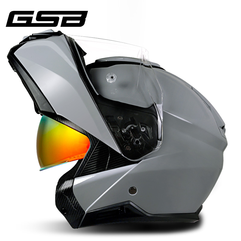 新GSB摩托车头盔揭面盔男女夏天四季机车双镜片赛车全盔全覆式362