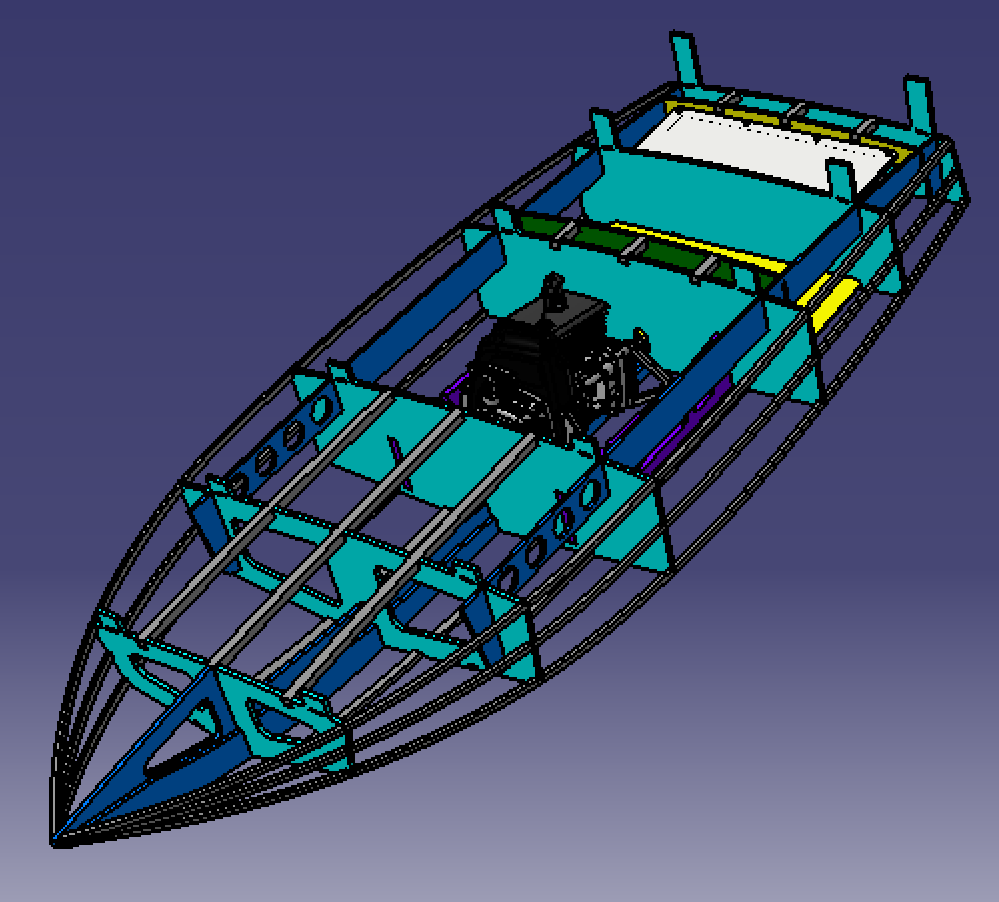 钢筋混凝土小船身骨架汽油发动机活塞连杆3D三维几何数模型快艇舶